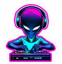 Alien DJ Stickers – extraterrestrials love music!